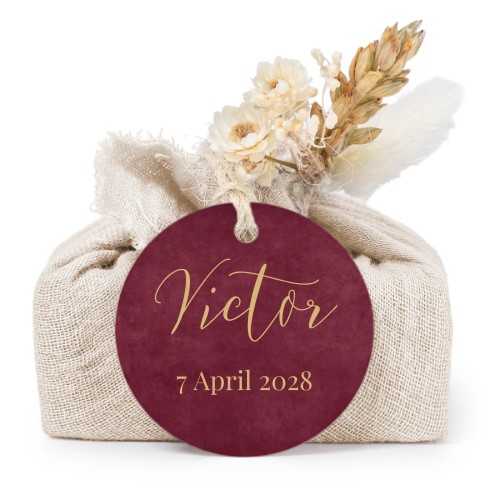 Beige cotton wrapped soaps with round label (6 pcs)