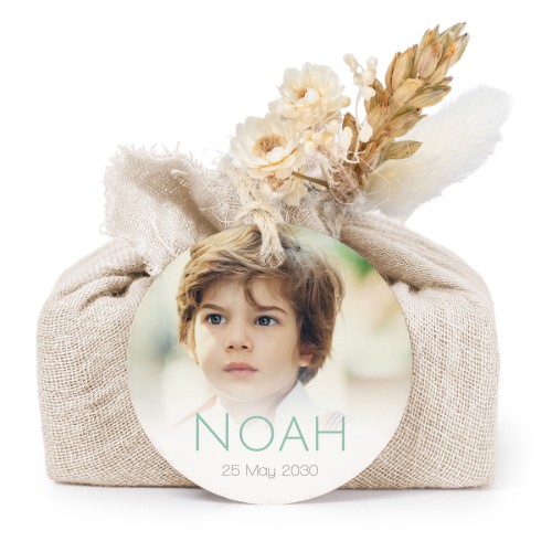 Beige cotton wrapped soaps with round label (6 pcs)