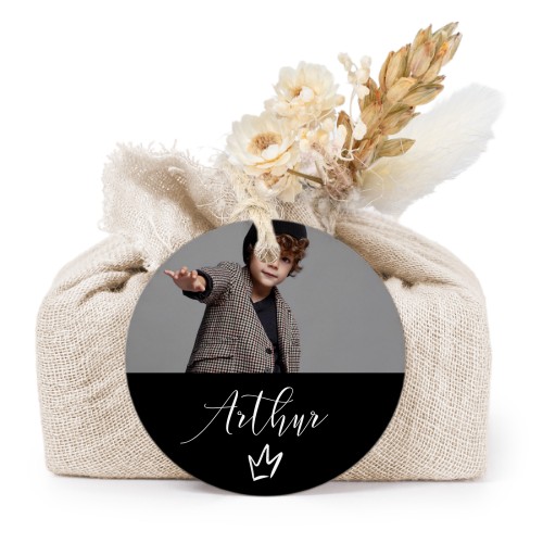 Beige cotton wrapped soaps with round label (6 pcs)