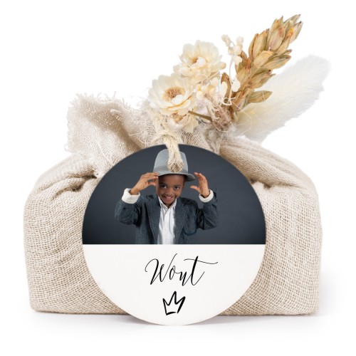 Beige cotton wrapped soaps with round label (6 pcs)