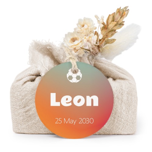 Beige cotton wrapped soaps with round label (6 pcs)