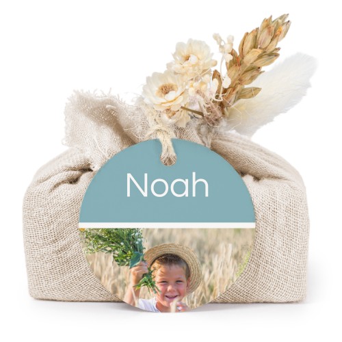 Beige cotton wrapped soaps with round label (6 pcs)