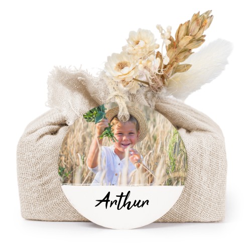 Beige cotton wrapped soaps with round label (6 pcs)