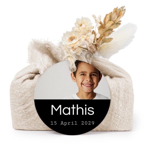 Lot de 6 savons avec emballage en coton beige et étiquettes rondes