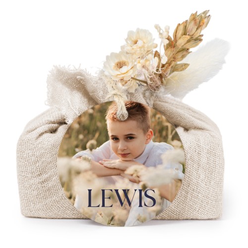 Lot de 6 savons avec emballage en coton beige et étiquettes rondes