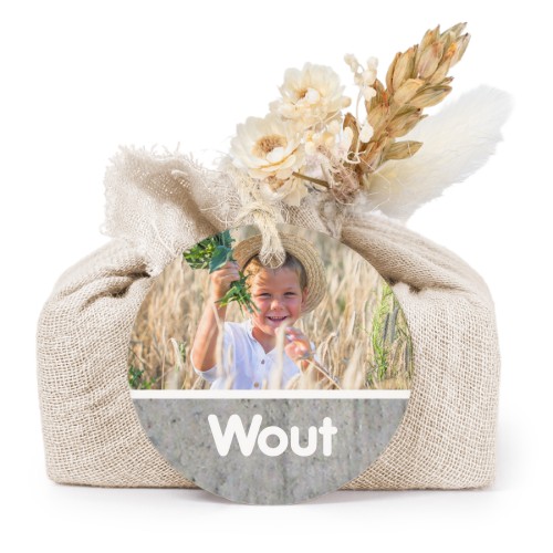 Beige cotton wrapped soaps with round label (6 pcs)