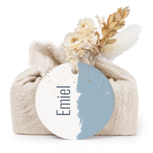 Beige cotton wrapped soaps with round label (6 pcs)