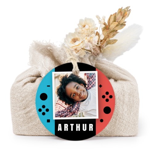 Beige cotton wrapped soaps with round label (6 pcs)