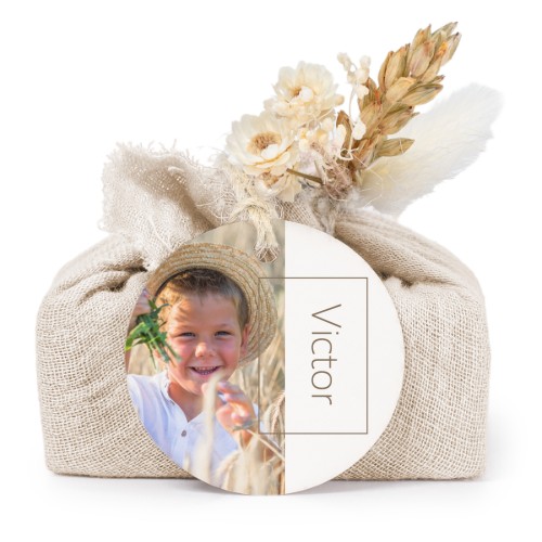 Beige cotton wrapped soaps with round label (6 pcs)