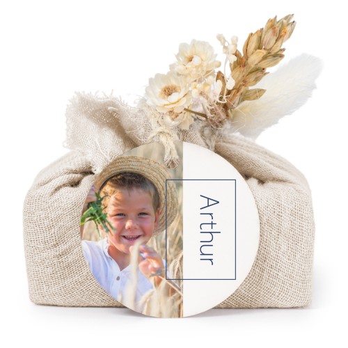 Beige cotton wrapped soaps with round label (6 pcs)