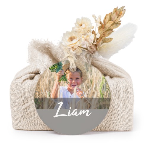 Beige cotton wrapped soaps with round label (6 pcs)