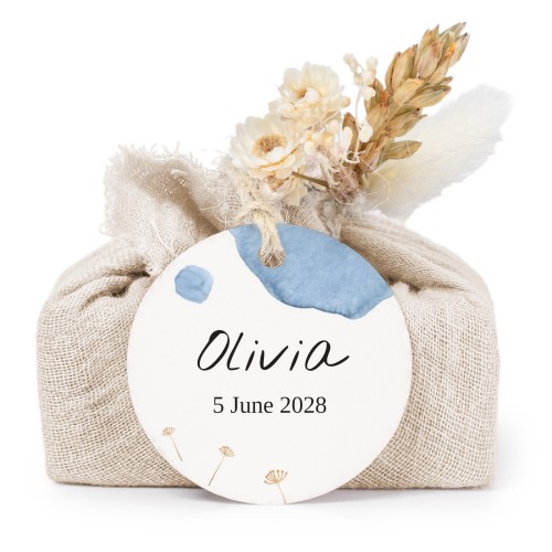 Beige cotton wrapped soaps with round label (6 pcs)