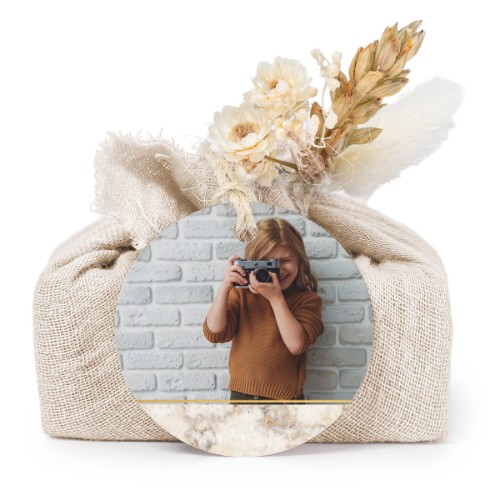 Beige cotton wrapped soaps with round label (6 pcs)