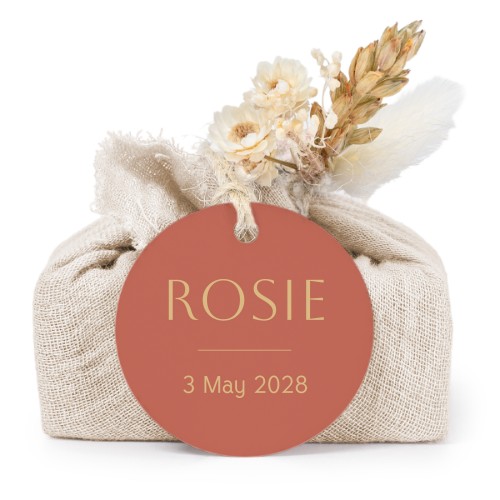 Lot de 6 savons avec emballage en coton beige et étiquettes rondes