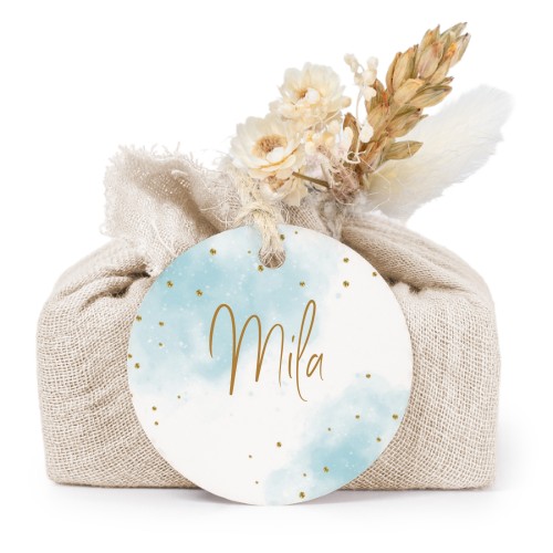 Beige cotton wrapped soaps with round label (6 pcs)