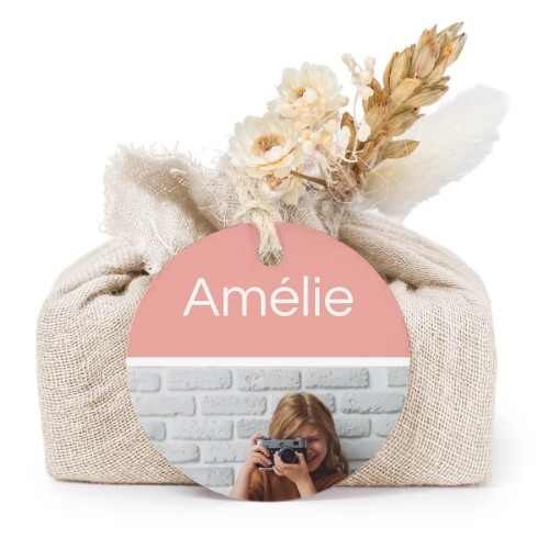 Beige cotton wrapped soaps with round label (6 pcs)