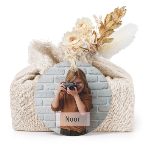 Beige cotton wrapped soaps with round label (6 pcs)