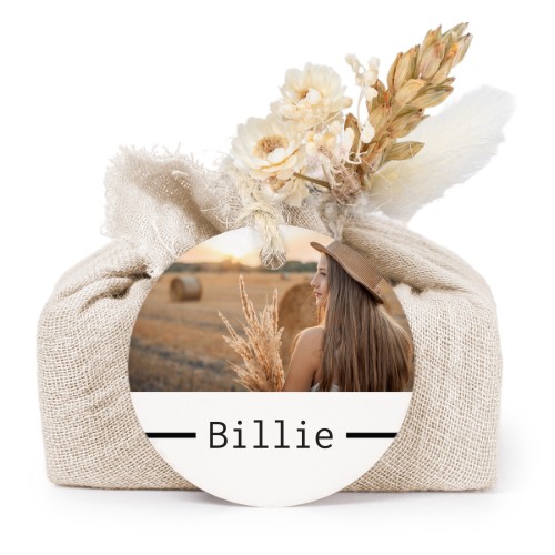 Beige cotton wrapped soaps with round label (6 pcs)