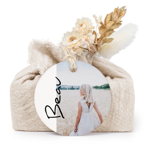 Lot de 6 savons avec emballage en coton beige et étiquettes rondes