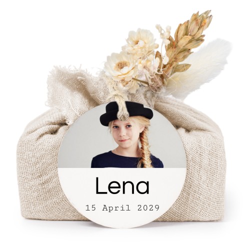 Beige cotton wrapped soaps with round label (6 pcs)