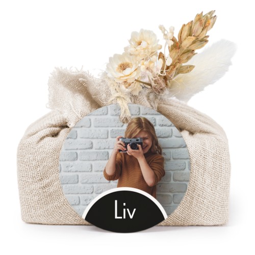 Sæber i beige stofindpakninger med rundt mærke (sæt á 6)