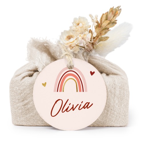 Beige cotton wrapped soaps with round label (6 pcs)