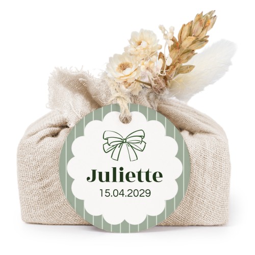 Saippuat beige kangaskääreessä, pyöreä etiketti (6 kpl)