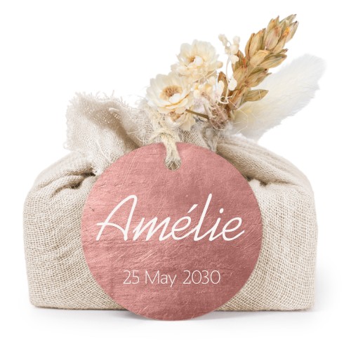 Beige cotton wrapped soaps with round label (6 pcs)