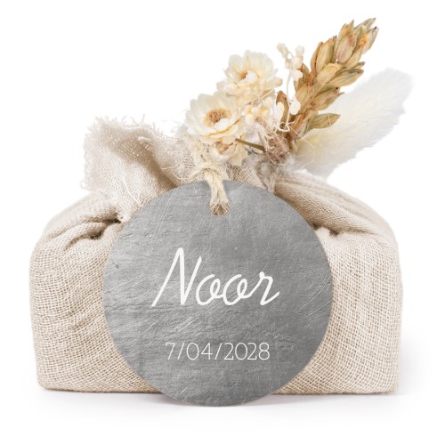 Lot de 6 savons avec emballage en coton beige et étiquettes rondes