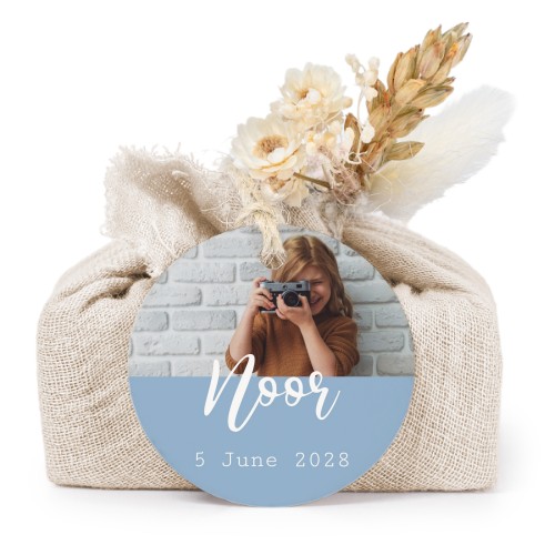 Lot de 6 savons avec emballage en coton beige et étiquettes rondes