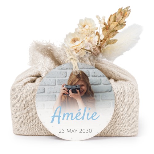 Beige cotton wrapped soaps with round label (6 pcs)