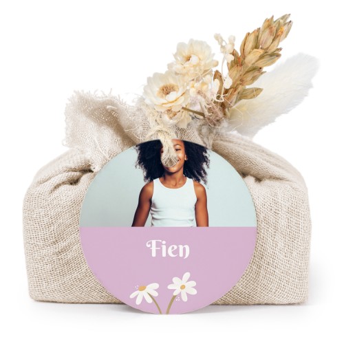 Beige cotton wrapped soaps with round label (6 pcs)