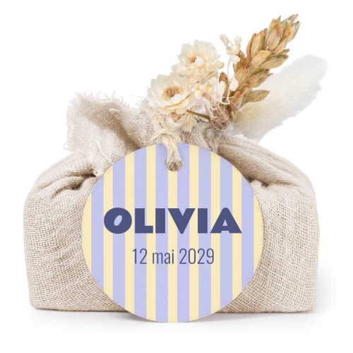 Lot de 6 savons avec emballage en coton beige et étiquettes rondes