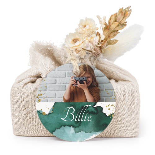 Beige cotton wrapped soaps with round label (6 pcs)