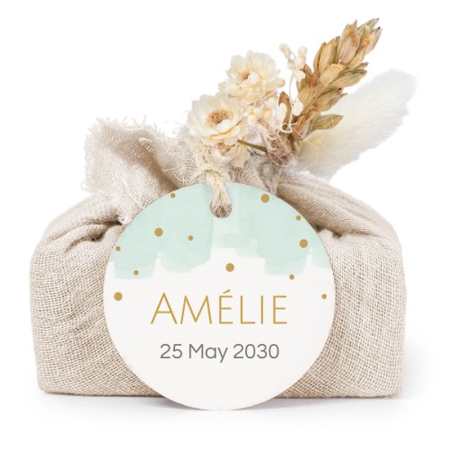 Beige cotton wrapped soaps with round label (6 pcs)