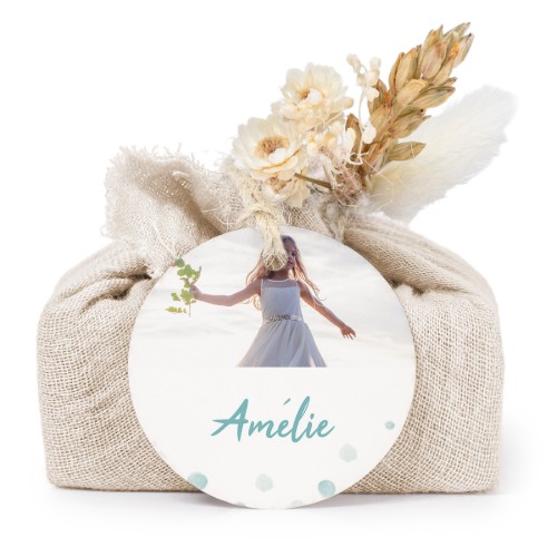 Sæber i beige stofindpakninger med rundt mærke (sæt á 6)