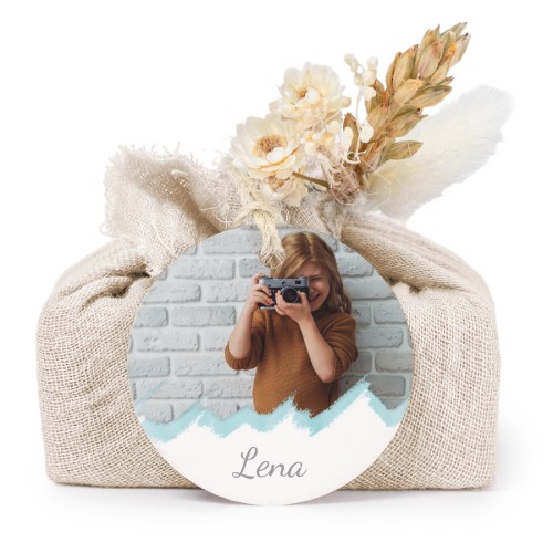 Lot de 6 savons avec emballage en coton beige et étiquettes rondes