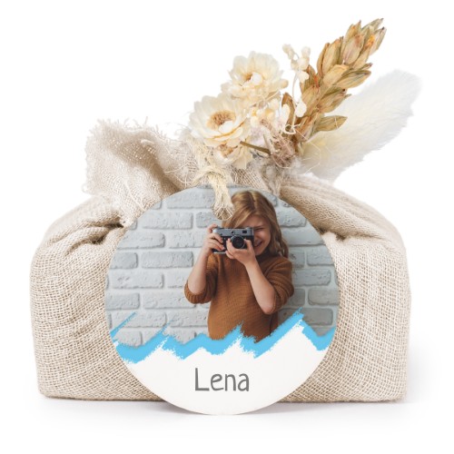 Lot de 6 savons avec emballage en coton beige et étiquettes rondes