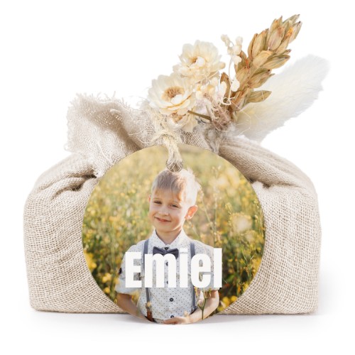 Zeepjes in beige tetra doekje met rond label (set van 6)