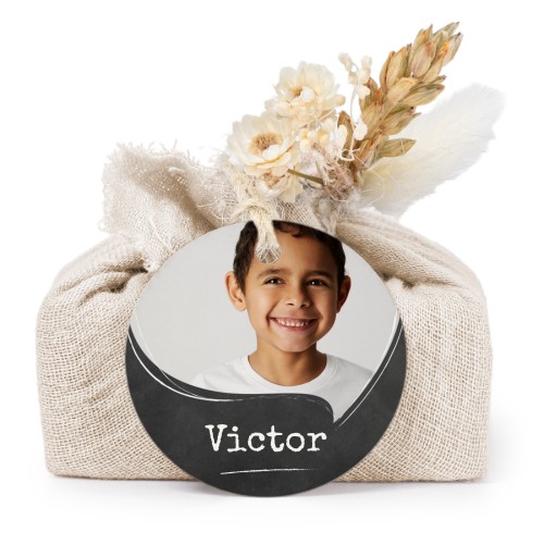 Seifen in beigefarbenem Baumwolltuch mit rundem Etikett (6er-Set)