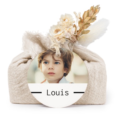 Lot de 6 savons avec emballage en coton beige et étiquettes rondes Lot de 6 savons avec emballage en coton beige et étiquettes rondes