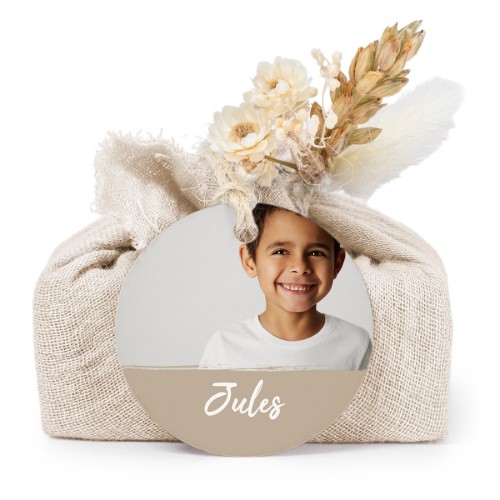 Beige cotton wrapped soaps with round label (6 pcs)