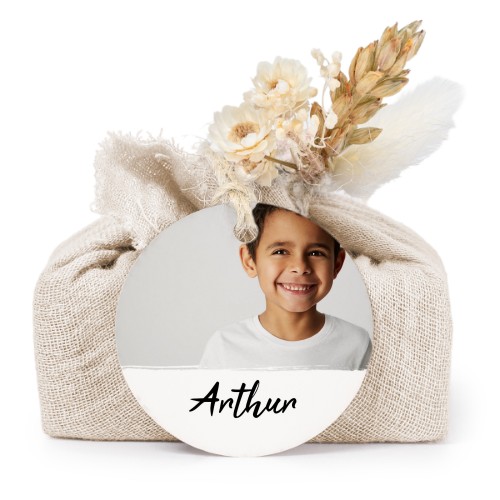 Beige cotton wrapped soaps with round label (6 pcs)