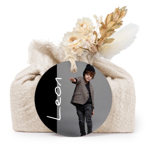 Beige cotton wrapped soaps with round label (6 pcs)