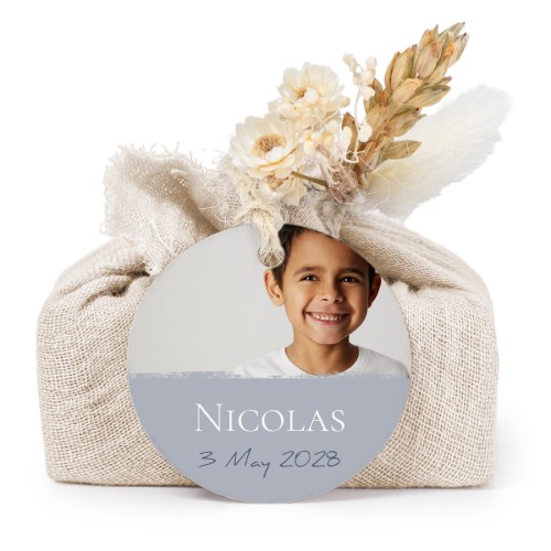 Lot de 6 savons avec emballage en coton beige et étiquettes rondes