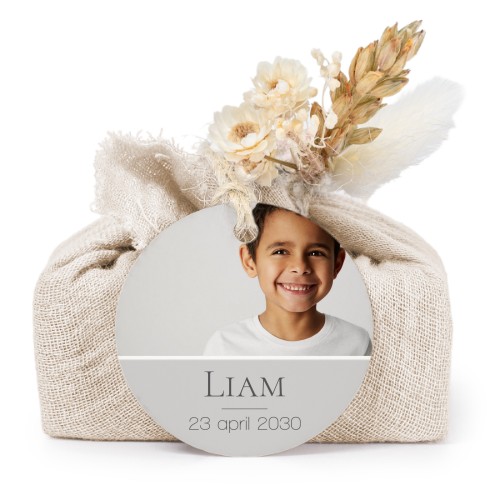 Lot de 6 savons avec emballage en coton beige et étiquettes rondes