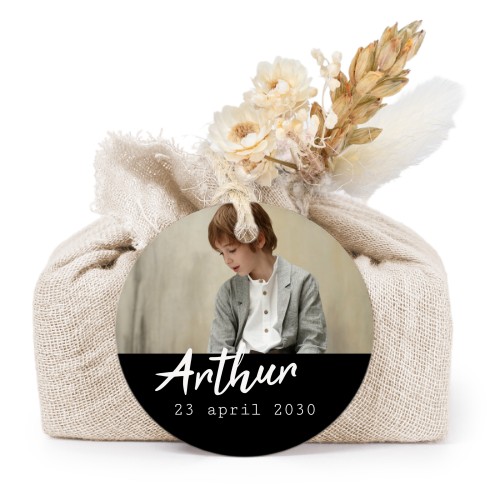 Beige cotton wrapped soaps with round label (6 pcs)