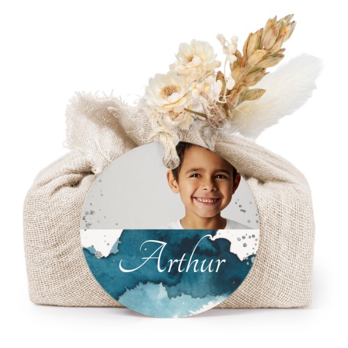 Beige cotton wrapped soaps with round label (6 pcs)