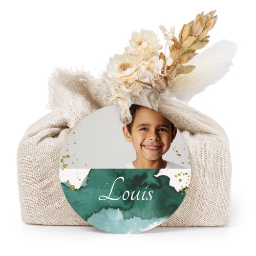 Lot de 6 savons avec emballage en coton beige et étiquettes rondes