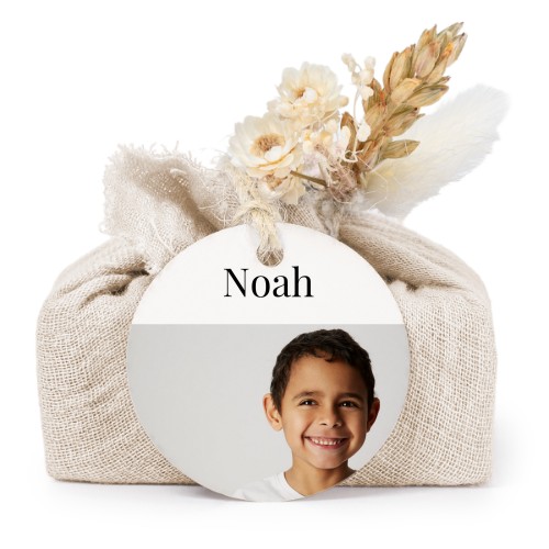 Lot de 6 savons avec emballage en coton beige et étiquettes rondes